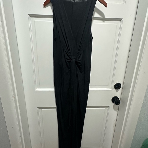All Saints Sheer Black/Gray Elke V-Neck Slit Maxi Dress Size Large - Picture 2 of 6